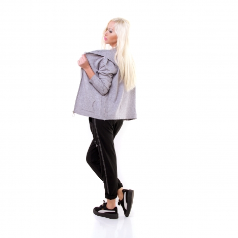 Lässige Sweatjacke mit Zipper und Kapuze in grau