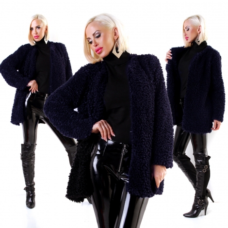 Kuschelweicher Teddyfell-Cardigan - marine
