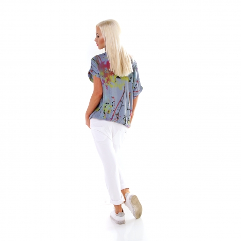 Weiches Oversize-Shirt im bunten Picasso-Look - blau