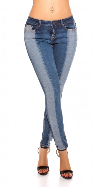 Skinny Jeans im modischen Bi-Color Design - blue washed