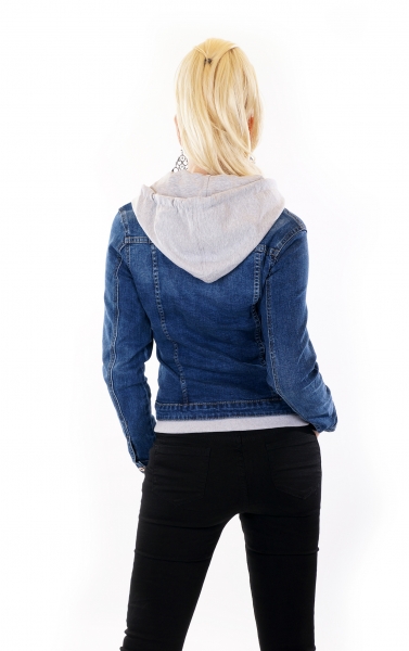 Freche Jeansjacke im modischen 2in1 Look - blau / grau