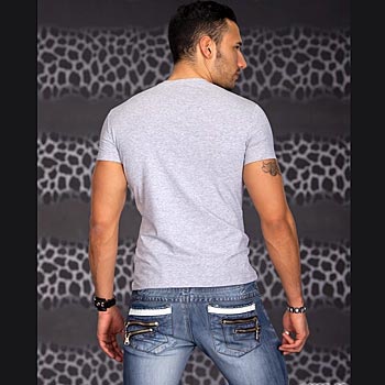 Herren T-Shirt mit Girl-Print in grau meliert