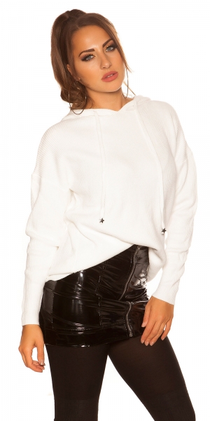Kapuzen Rippstrick Pullover