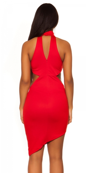 Sexy Minikleid mit Stehkragen und seitlichen Cutouts - rot