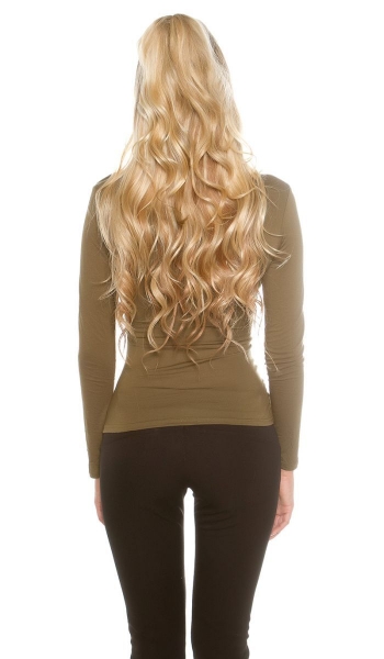 Elegantes Wickelshirt mit langen Ärmeln - khaki
