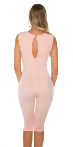 Sexy Capri Overall mit Schmuckschnalle in lachs
