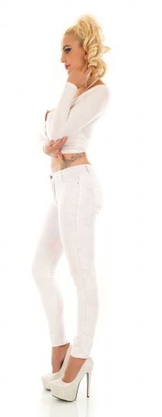 Freche Röhrenjeans im Wende-Design uni weiß oder multicolor