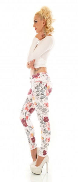 Freche Röhrenjeans im Wende-Design uni weiß oder multicolor