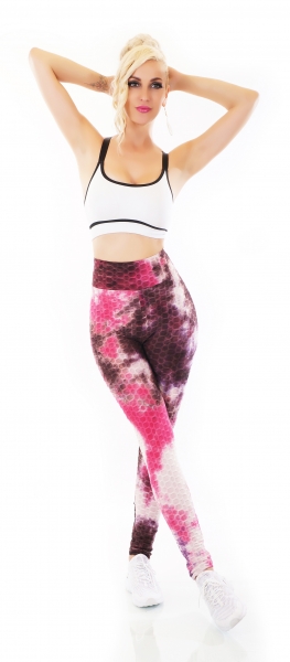 Sexy bunte High Waist Leggings mit Push-Up Effekt - pink
