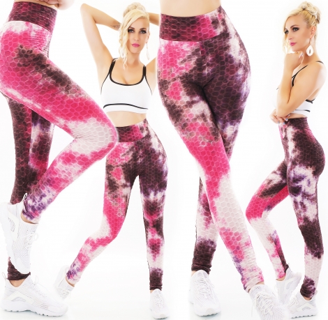 Sexy bunte High Waist Leggings mit Push-Up Effekt - pink