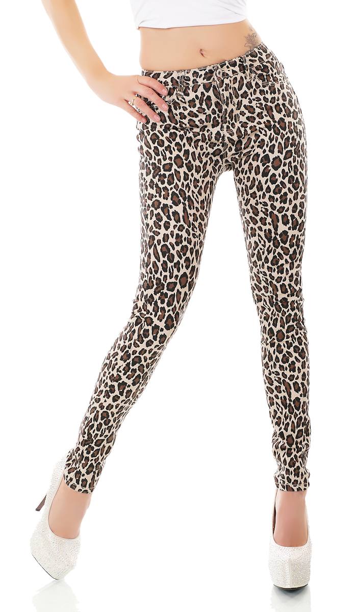 Trendstylez - Stretch-Treggings im rassigen Animal-Design - leo beige