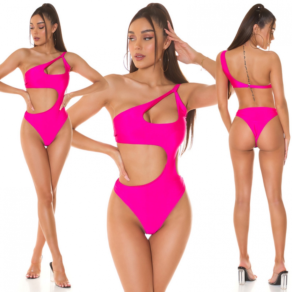 Exklusiver Sexy Monokini mit Cutouts und Softcups - pink
