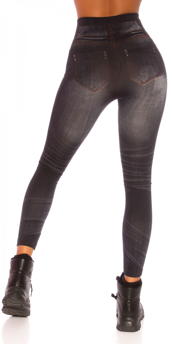 High Waist Leggings mit Spitzen-Cutouts - schwarz/pink