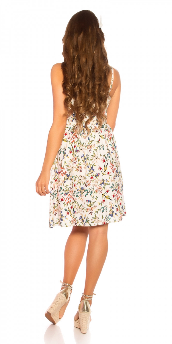 Süßes Minikleid mit Blümchen-Print - weiß