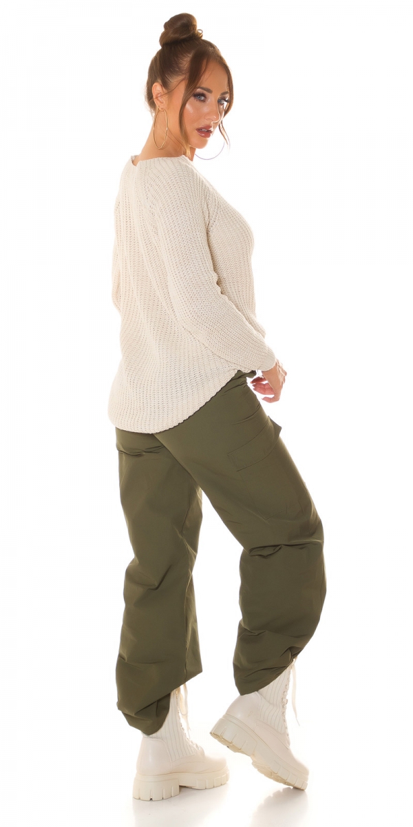 Moderne High Waist Hose im Cargo-Look - khaki