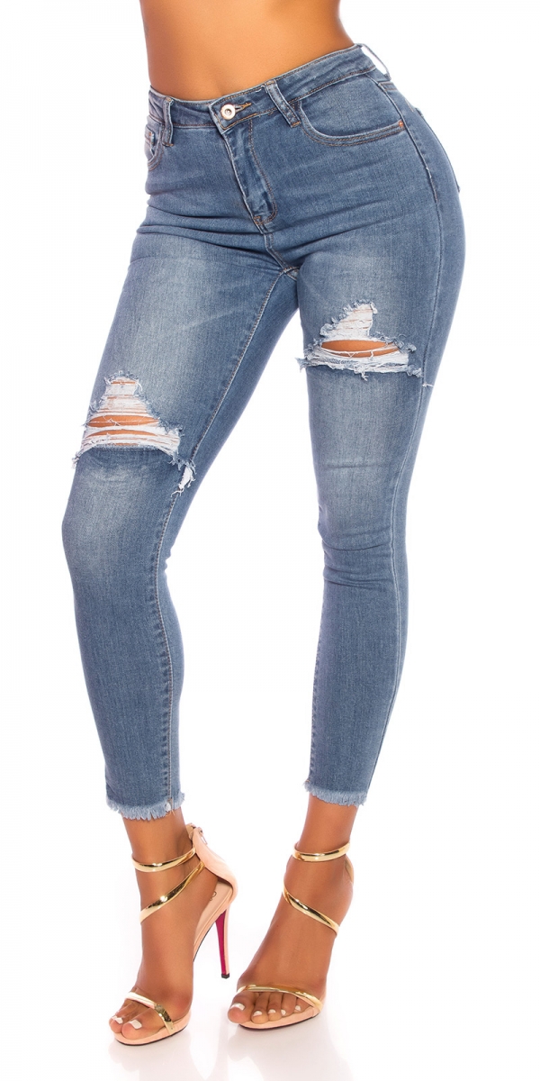 Sexy Used-Jeans im Highwaist-Look - blue washed