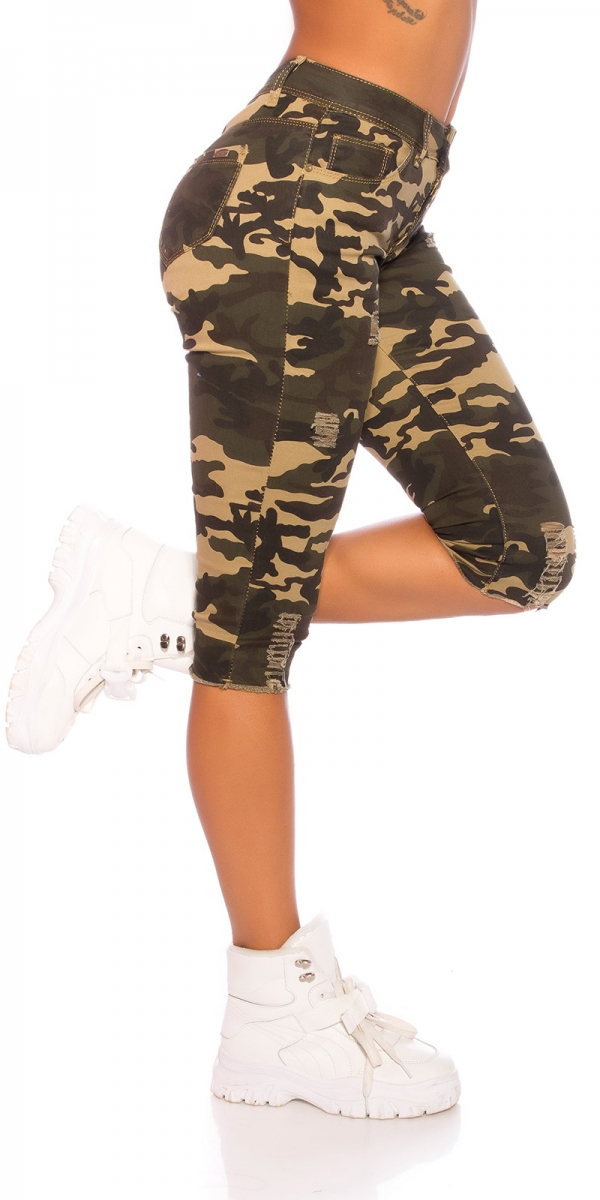 High Waist Capri- Jeans im modischen Used-Look - camouflage
