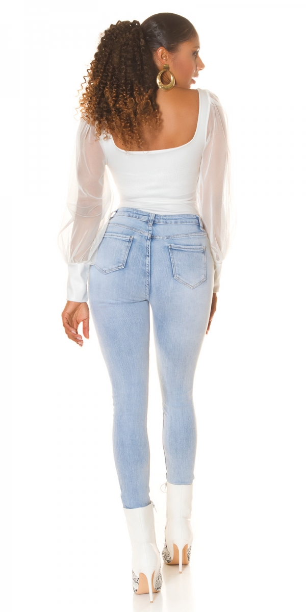 Sexy Skinny Jeans im auffallenden Ripped Vintage-Look - light blue