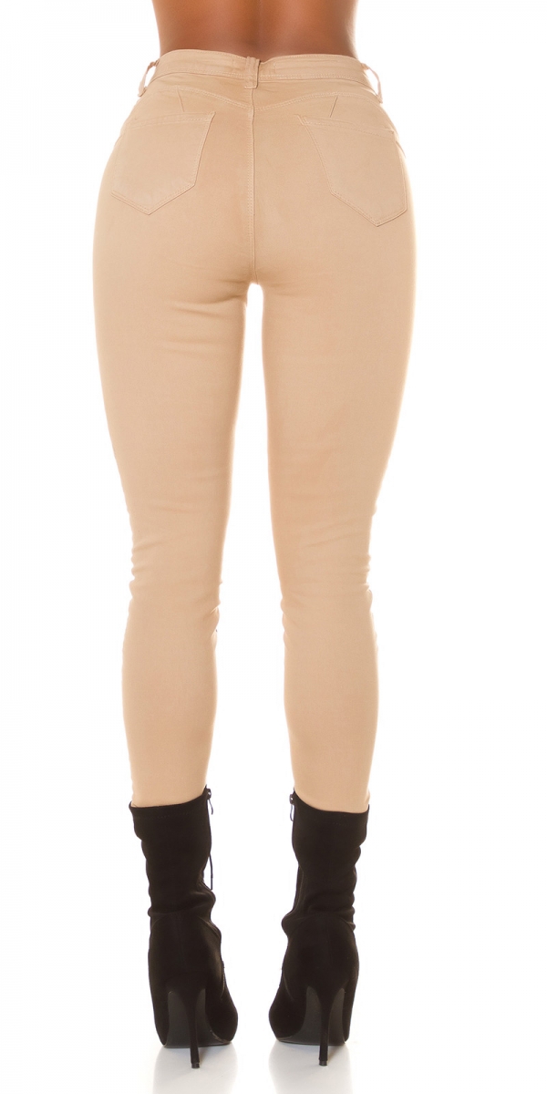 High Waist Push Up Skinny Jeans - beige