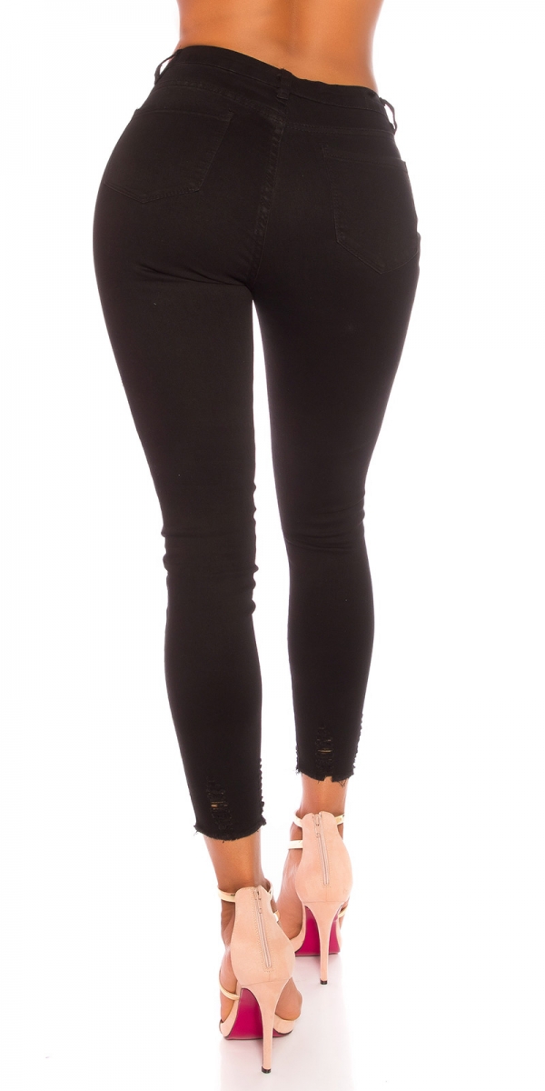 Moderne High Waist Jeans - schwarz