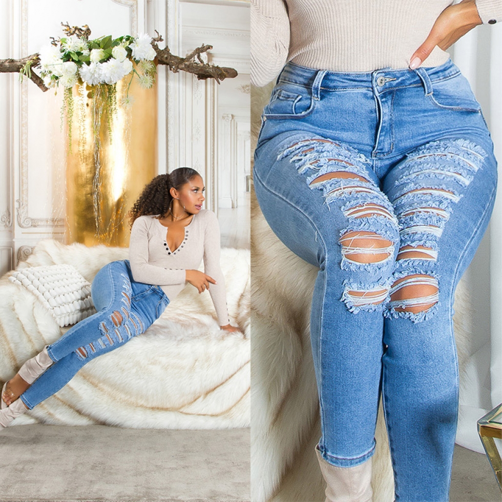 Sexy Skinny-Jeans mit Vintage-Effekten - blue washed