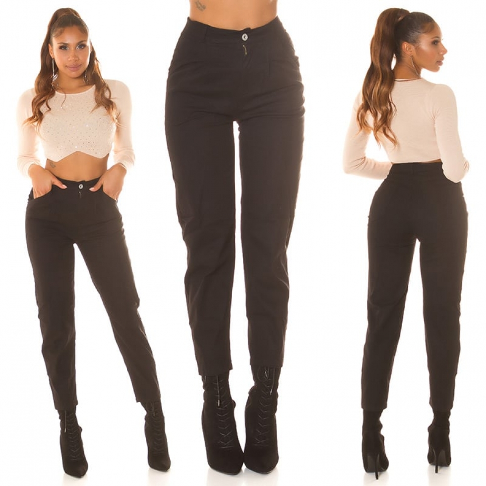 High Waist Jeans im lässigen Mom Fit Style - schwarz
