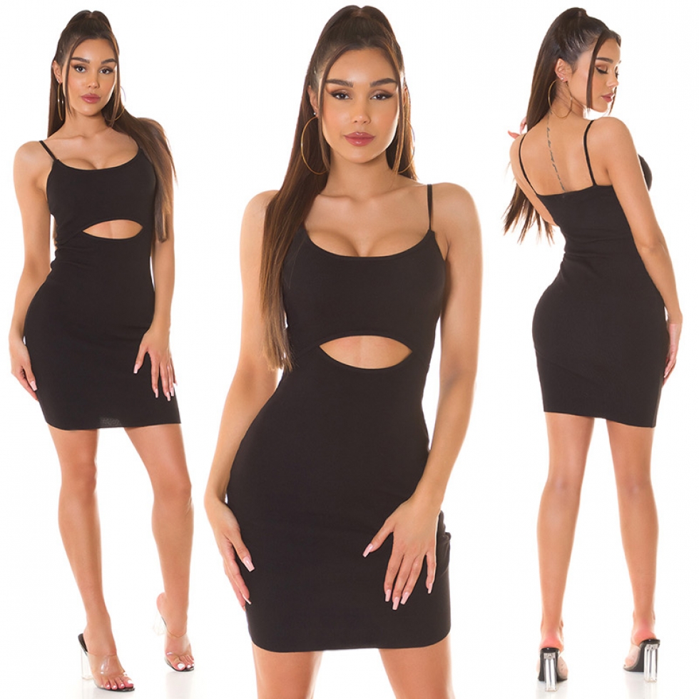Figurbetontes Minikleid mit sexy Cutout - schwarz