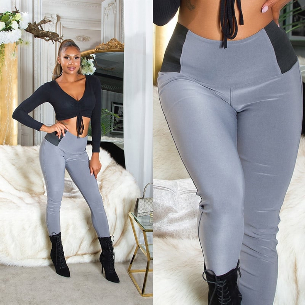 Moderne Leggings mit Stretch-Einsatz - grau