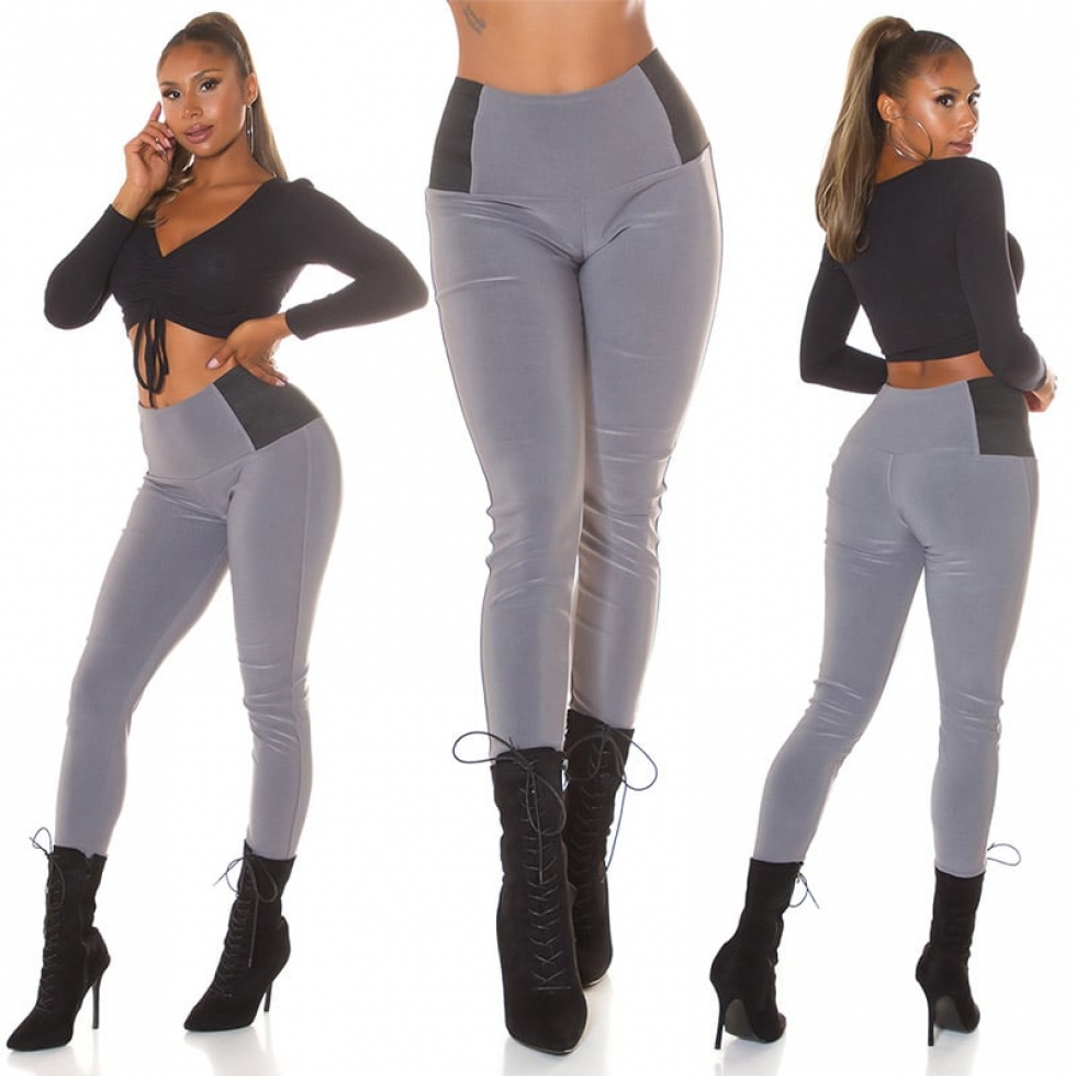 Moderne Leggings mit Stretch-Einsatz - grau