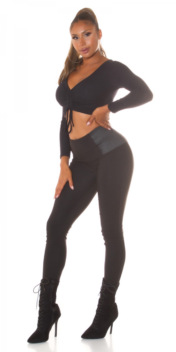 Moderne Leggings mit Stretch-Einsatz - schwarz