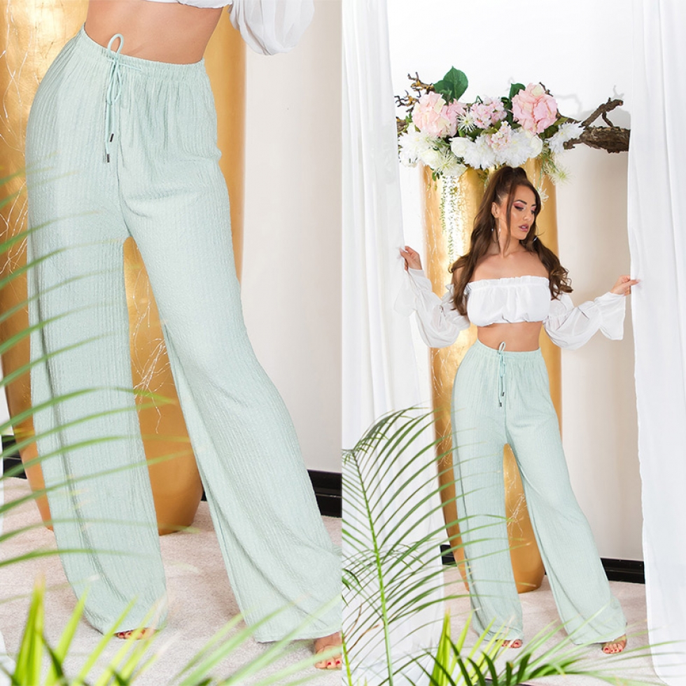 Sommer Plissee Schlag Damen Hose - mint
