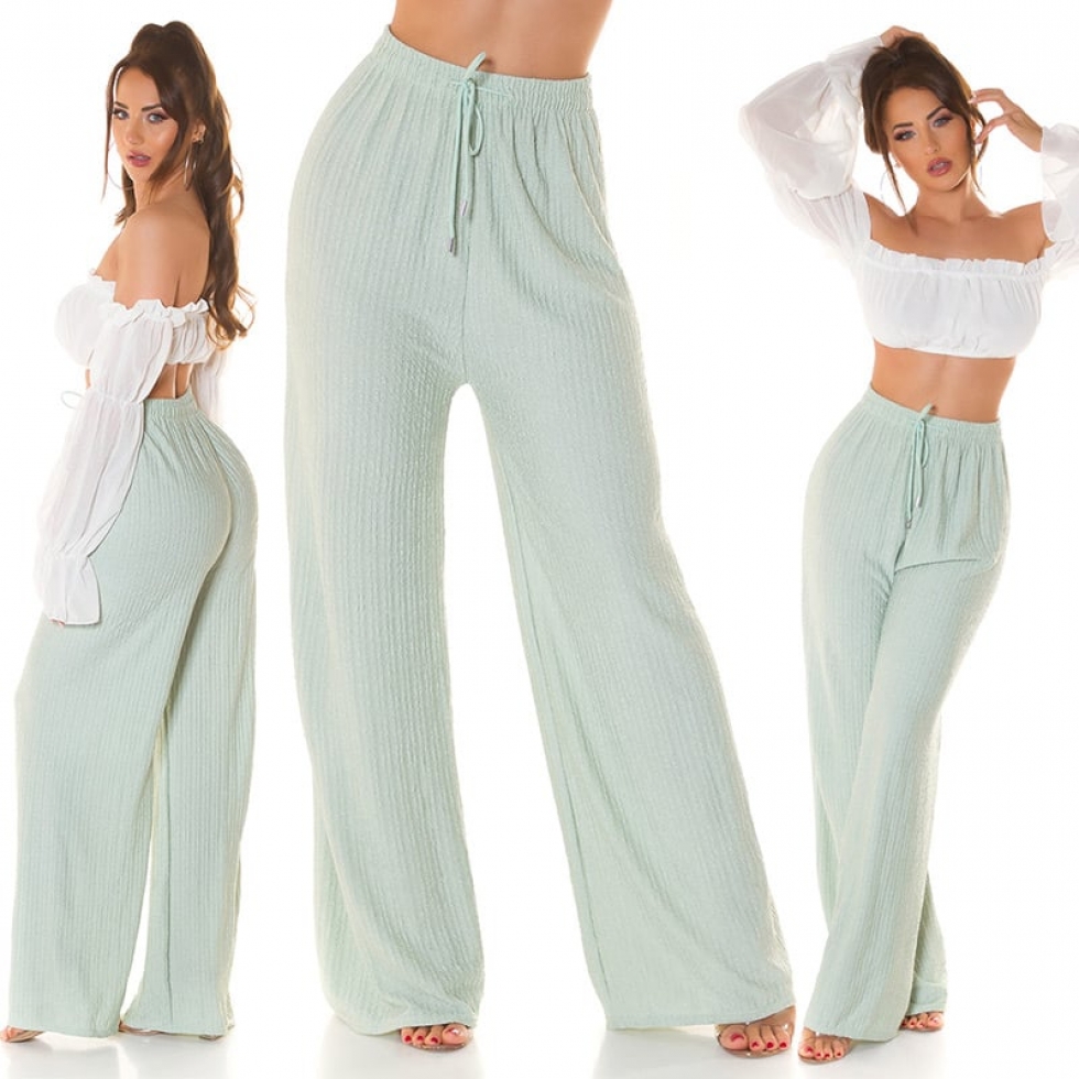 Sommer Plissee Schlag Damen Hose - mint