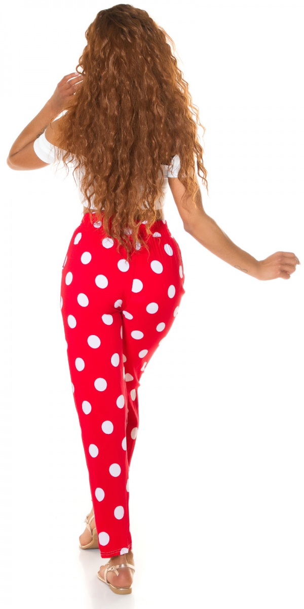 Legere Sommer Stoffhose im Punkten - rot