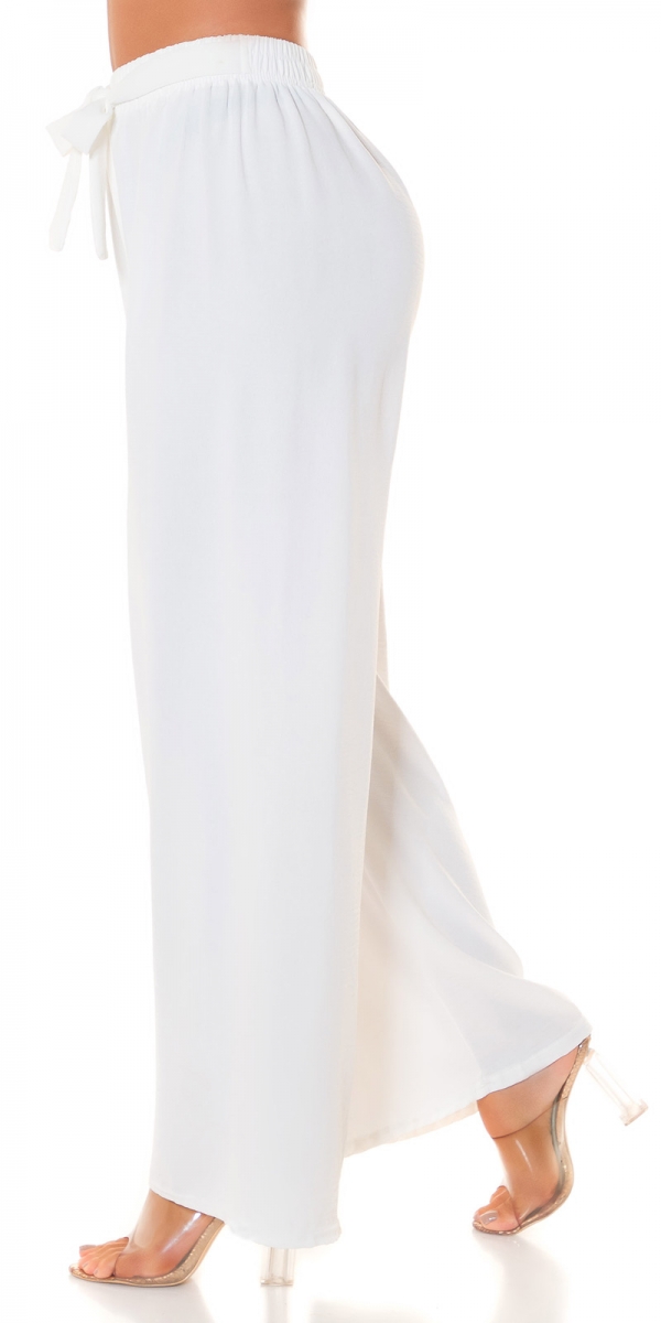 Leichte Sommer Damen Hose mit Bindebändchen in weiß