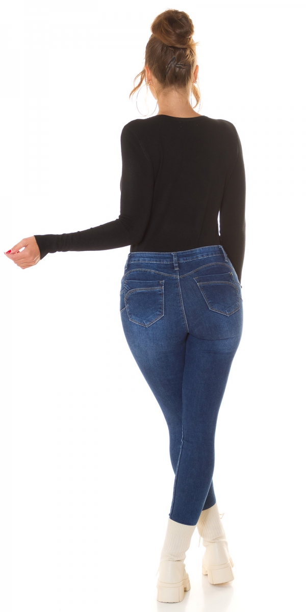 Figurbetonter Glattstrick-Pullover mit V-Ausschnitt - schwarz