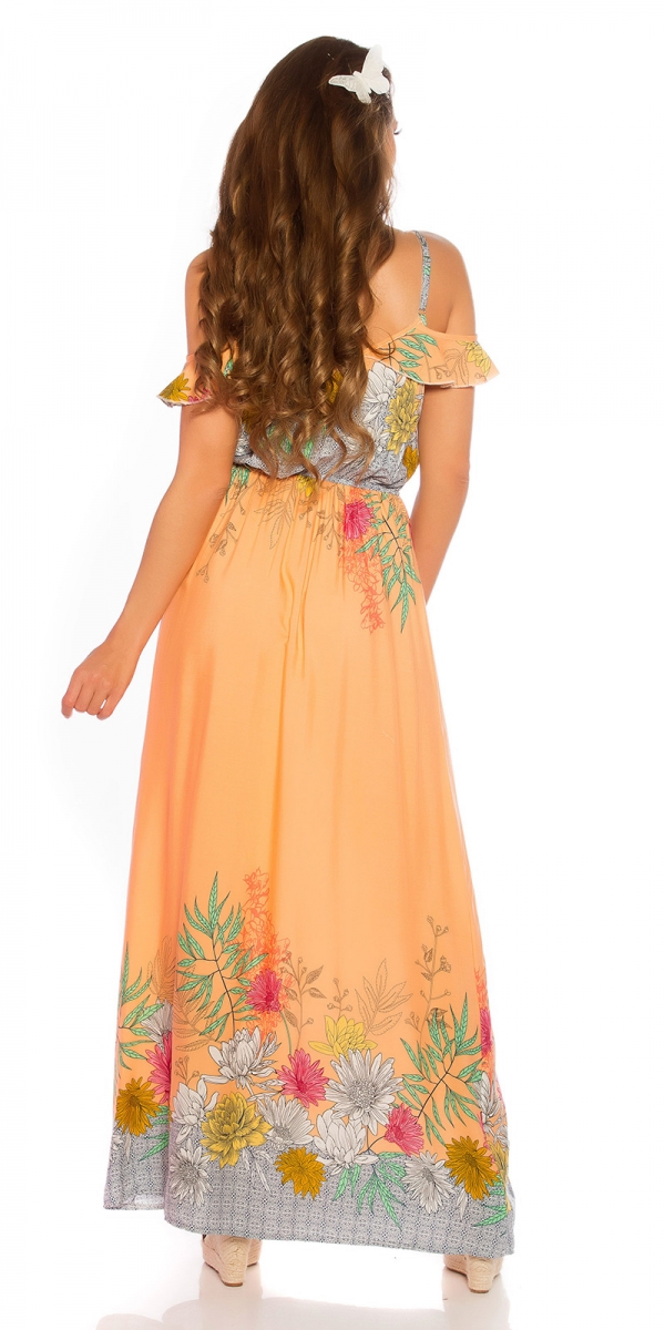 Modisches Maxi-Kleid mit Blümchenprint-Verzierung - aprico