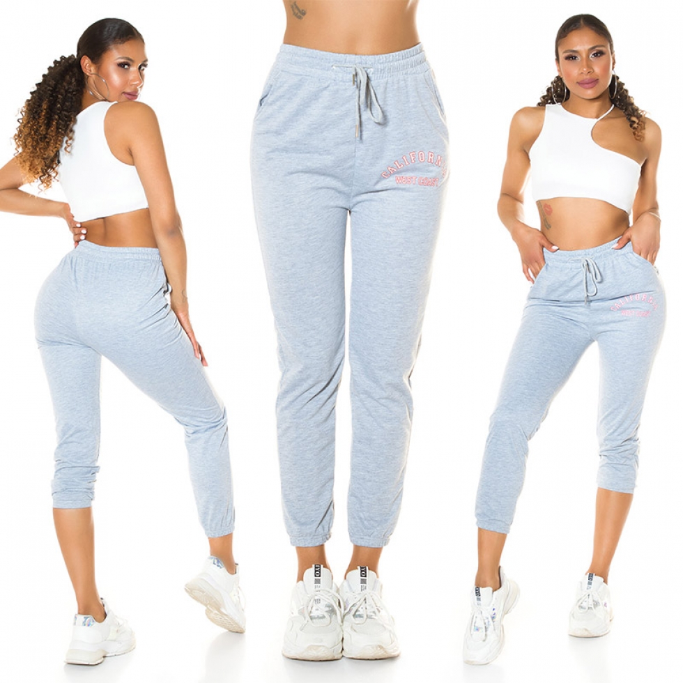 Moderne Jogginghose mit Schrift-Print in grau