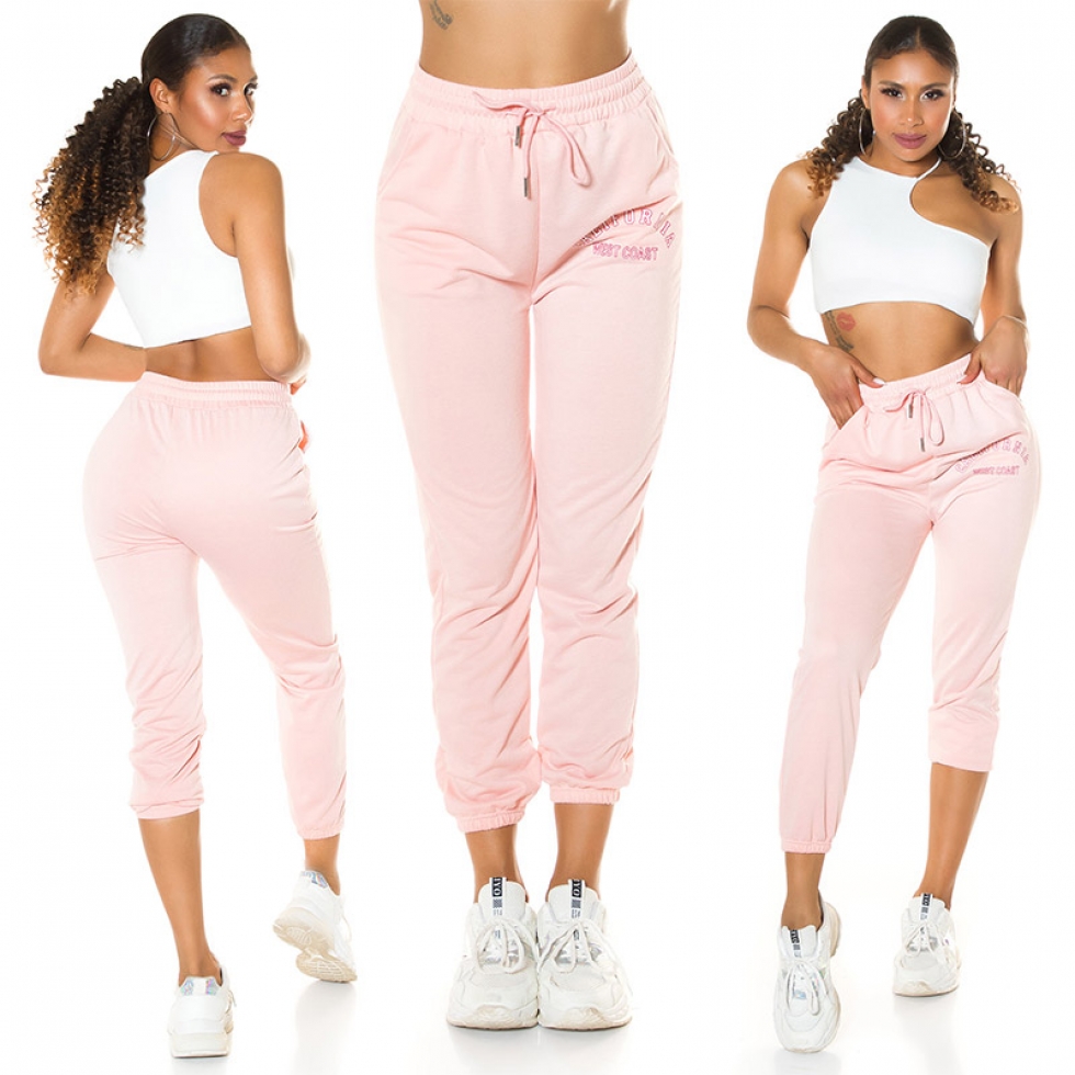 Moderne Jogginghose mit Schrift-Print in rosa