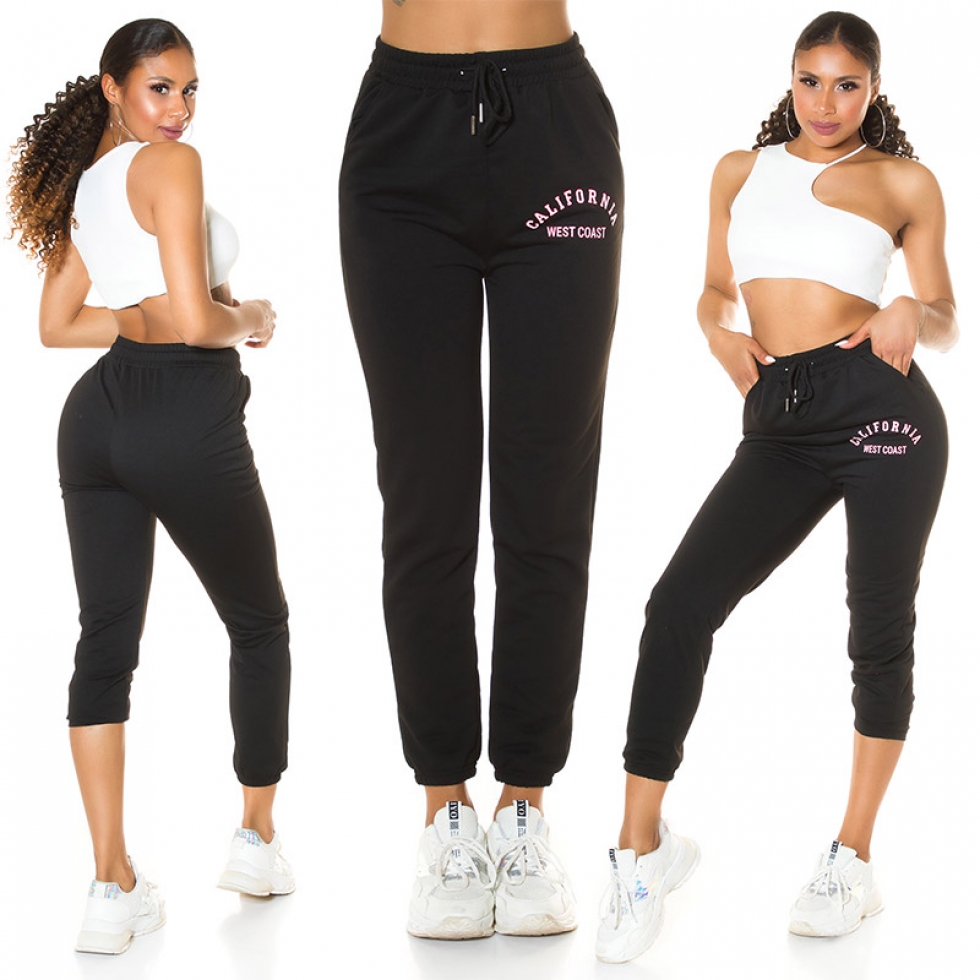 Moderne Jogginghose mit Schrift-Print in schwarz