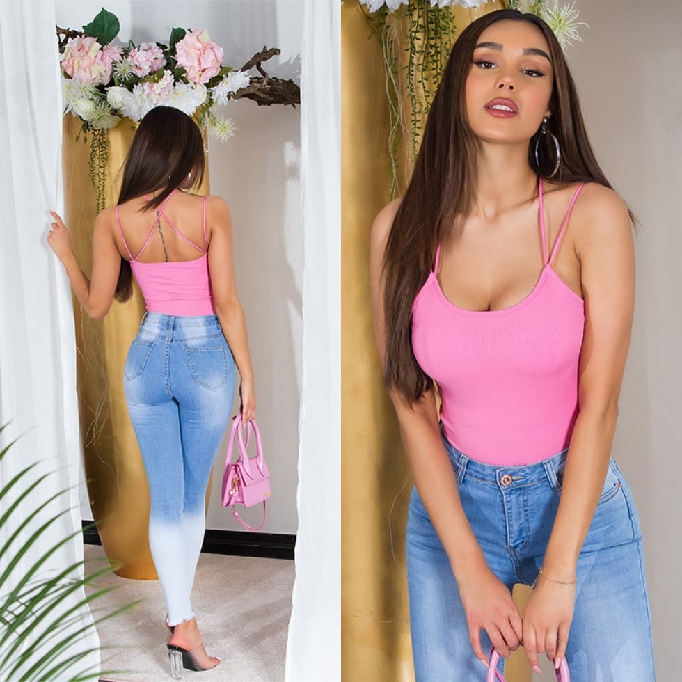 Basic Träger-Top mit Rund-Ausschnitt - rosa