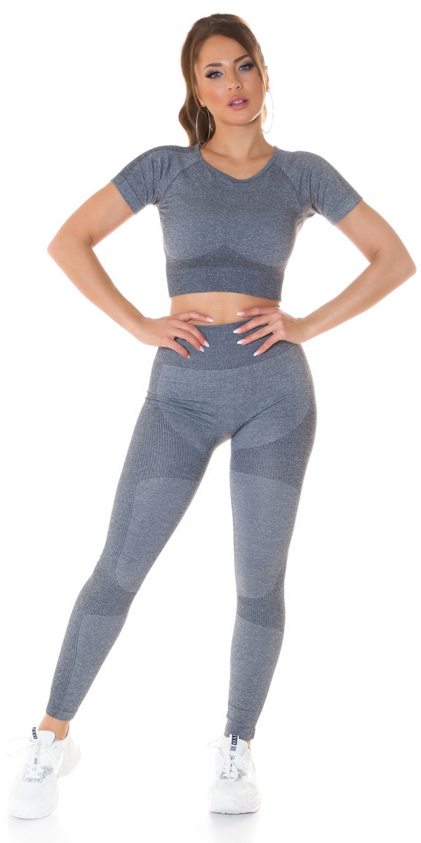 2-tlg. Fitness-Set mit Shape Effekt - dunkelgrau