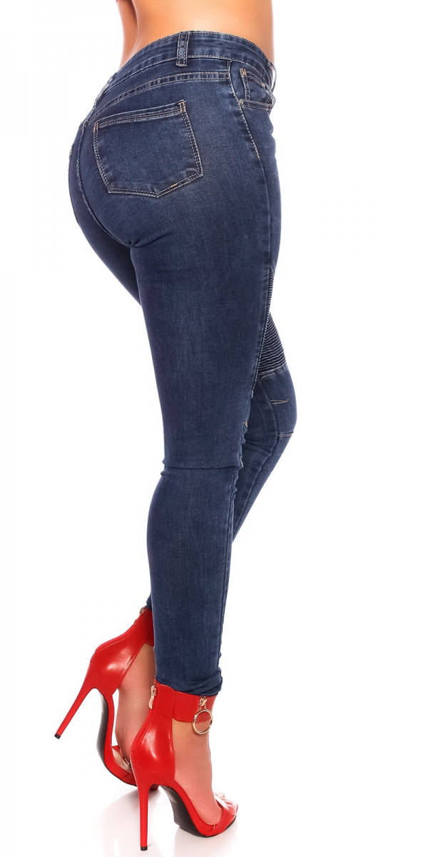 High Waist Skinny-Jeans im Crinkle-Parteien - blue washed