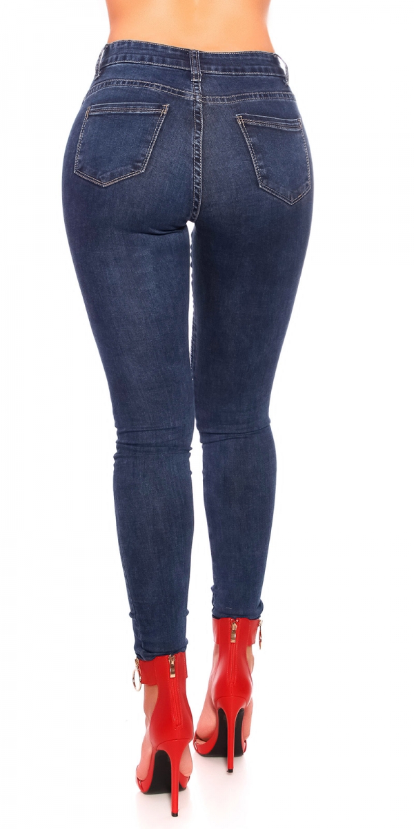 High Waist Skinny-Jeans im Crinkle-Parteien - blue washed