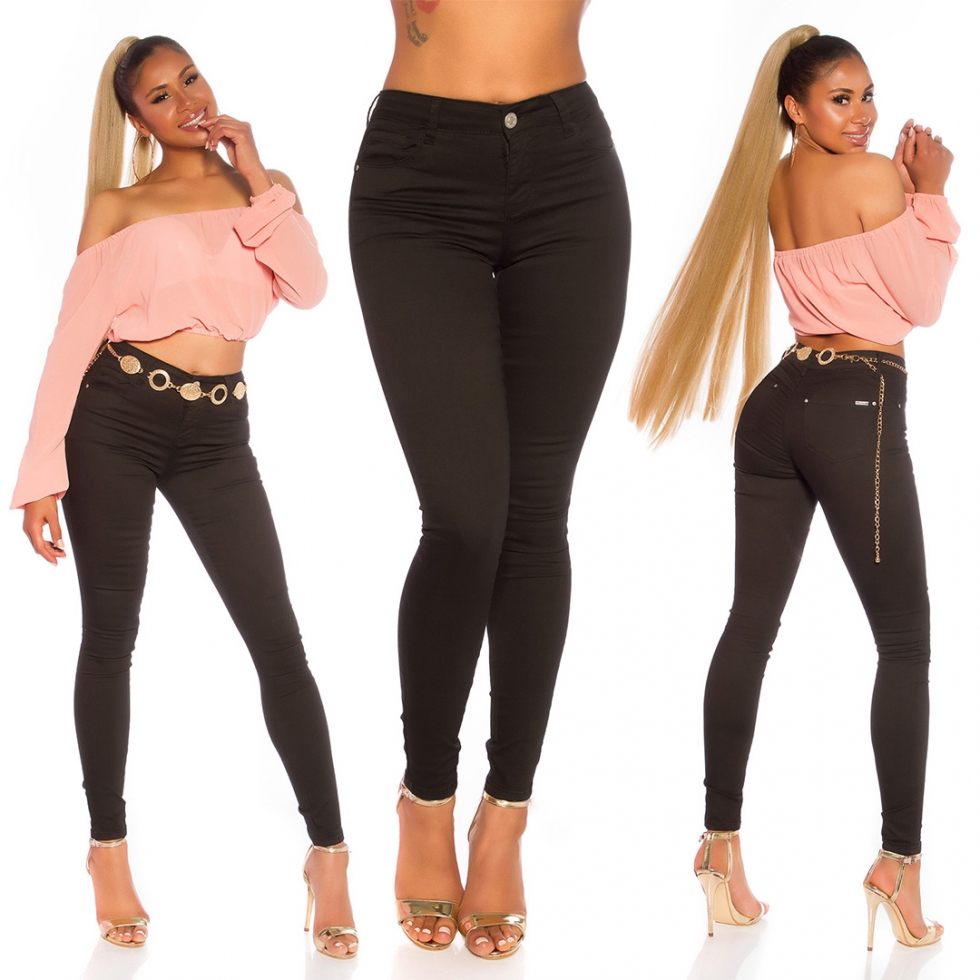 Basic High Waist Skinny Jeans - schwarz