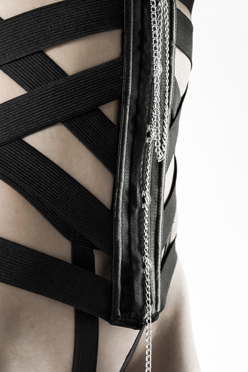 Erotisches Corsagen-Set im Bondage Look - schwarz