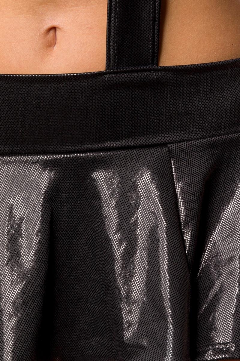 Sexy GoGo-Minikleid im metallic Look - schwarz
