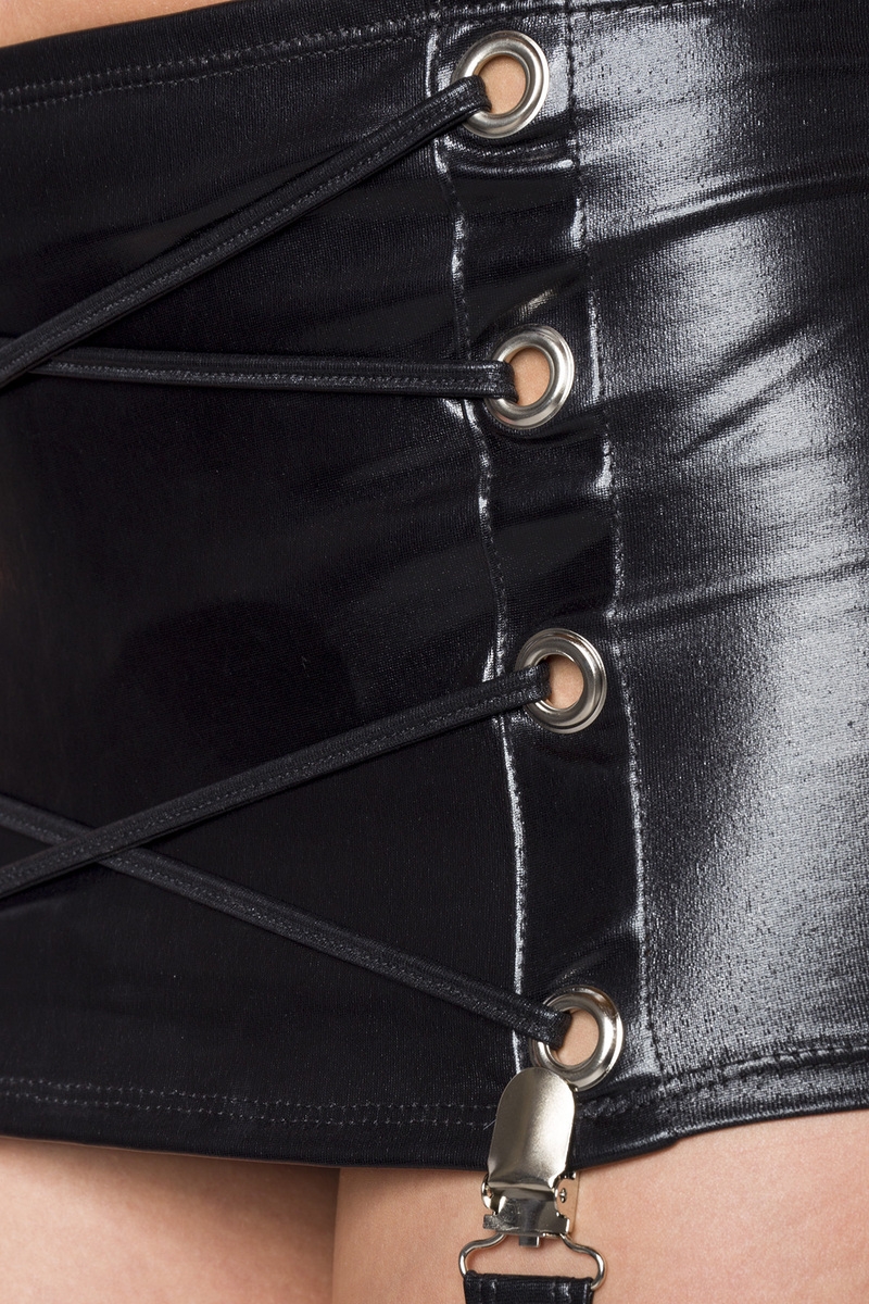 Wetlook GoGo-Set mit sexy Schnür-Effekten - schwarz