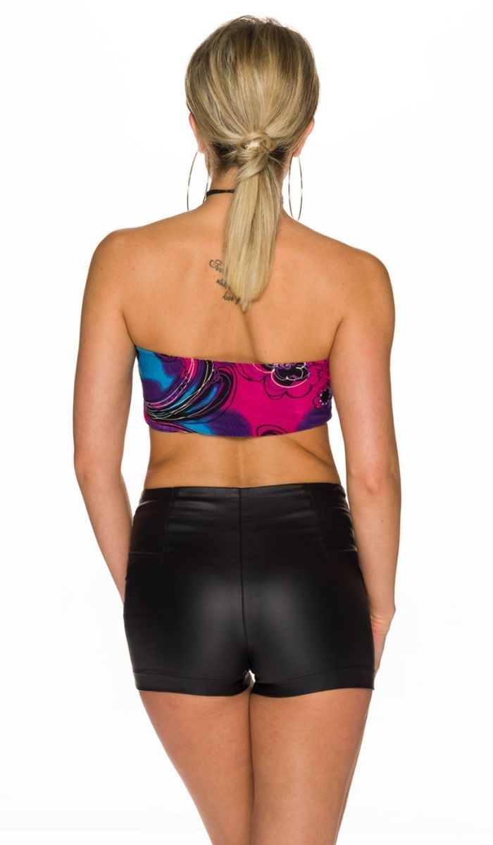 Sexy bauchfreies Bandeau-Top in türkis/multicolor