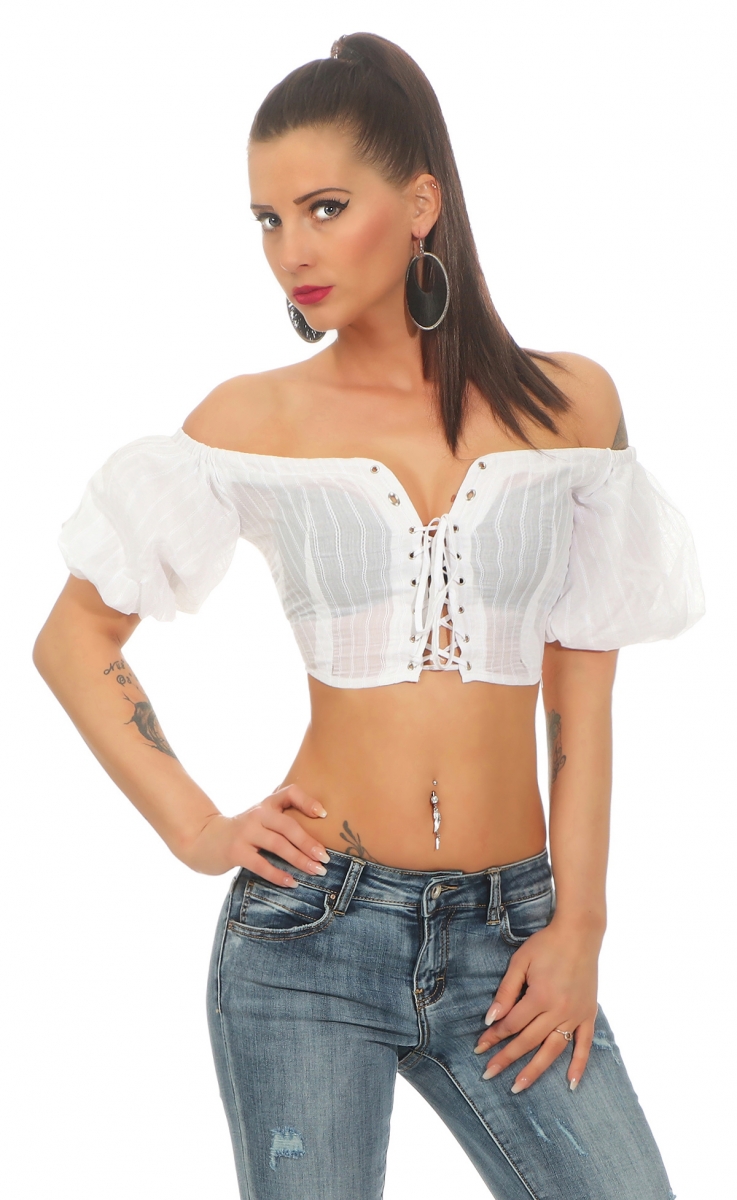 Sexy Carmentop mit Schnürleiste