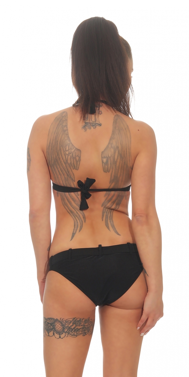Neckholder-Bikini mit Schmuckschnallen - schwarz